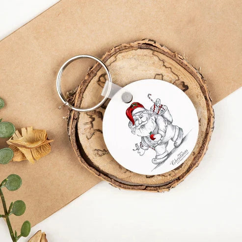 Christmas round wooden key chain - Premium Key Chain from PREEZMO - Just ₹199! Shop now at TheGiftBays