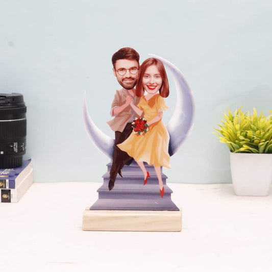 Personalised Couple Moon Caricature - Premium Caricature from TheGiftBays - Just ₹400! Shop now at TheGiftBays